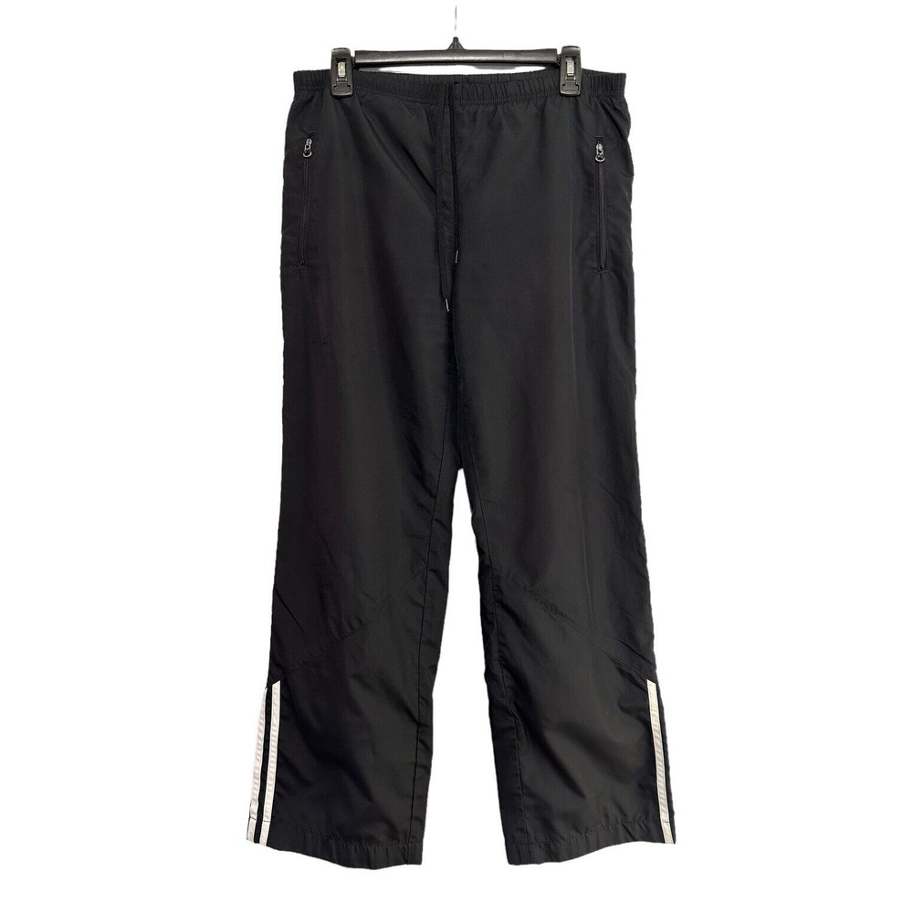 Adidas‎ Mens Athletic Pants Size S Black Straight Leg Elastic Waist Zip Pockets